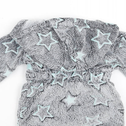 Matalan Baby Grey Geometric Fleece  Robe Size 9-12 Months  - Star pattern