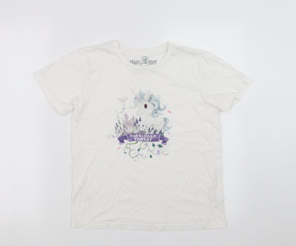 Earth Positive Girls White   Basic T-Shirt Size 11-12 Years  - unicorn