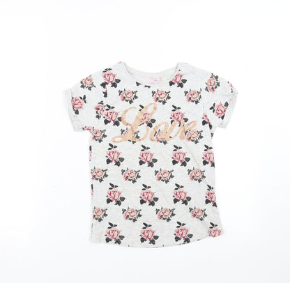 Young Dimension Girls Grey Fair Isle  Basic T-Shirt Size 7-8 Years  - love