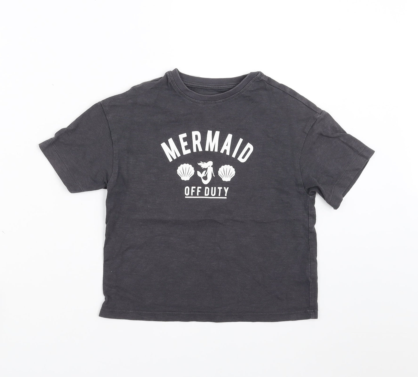 NEXT Girls Grey   Basic T-Shirt Size 6 Years  - mermaid off duty
