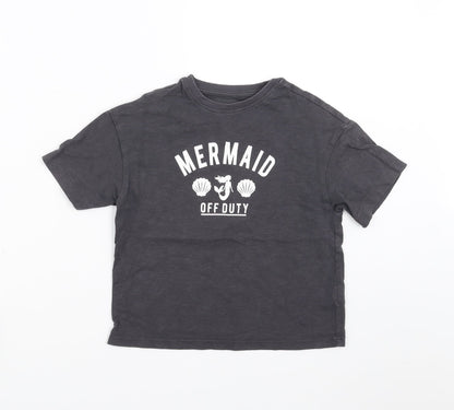 NEXT Girls Grey   Basic T-Shirt Size 6 Years  - mermaid off duty
