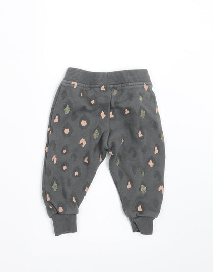 Primark Girls Grey Animal Print  Jogger Trousers Size 3-6 Months