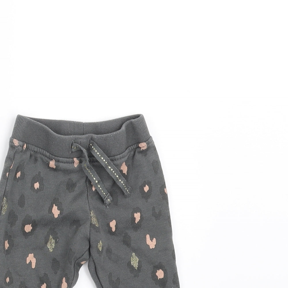 Primark Girls Grey Animal Print  Jogger Trousers Size 3-6 Months