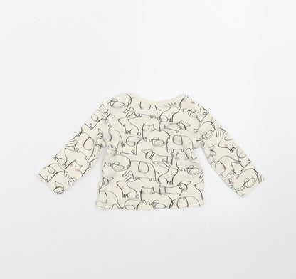 Sainsburys Baby Ivory   Basic T-Shirt Size 0-3 Months  - Elephant Print