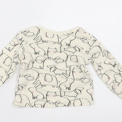 Sainsburys Baby Ivory   Basic T-Shirt Size 0-3 Months  - Elephant Print