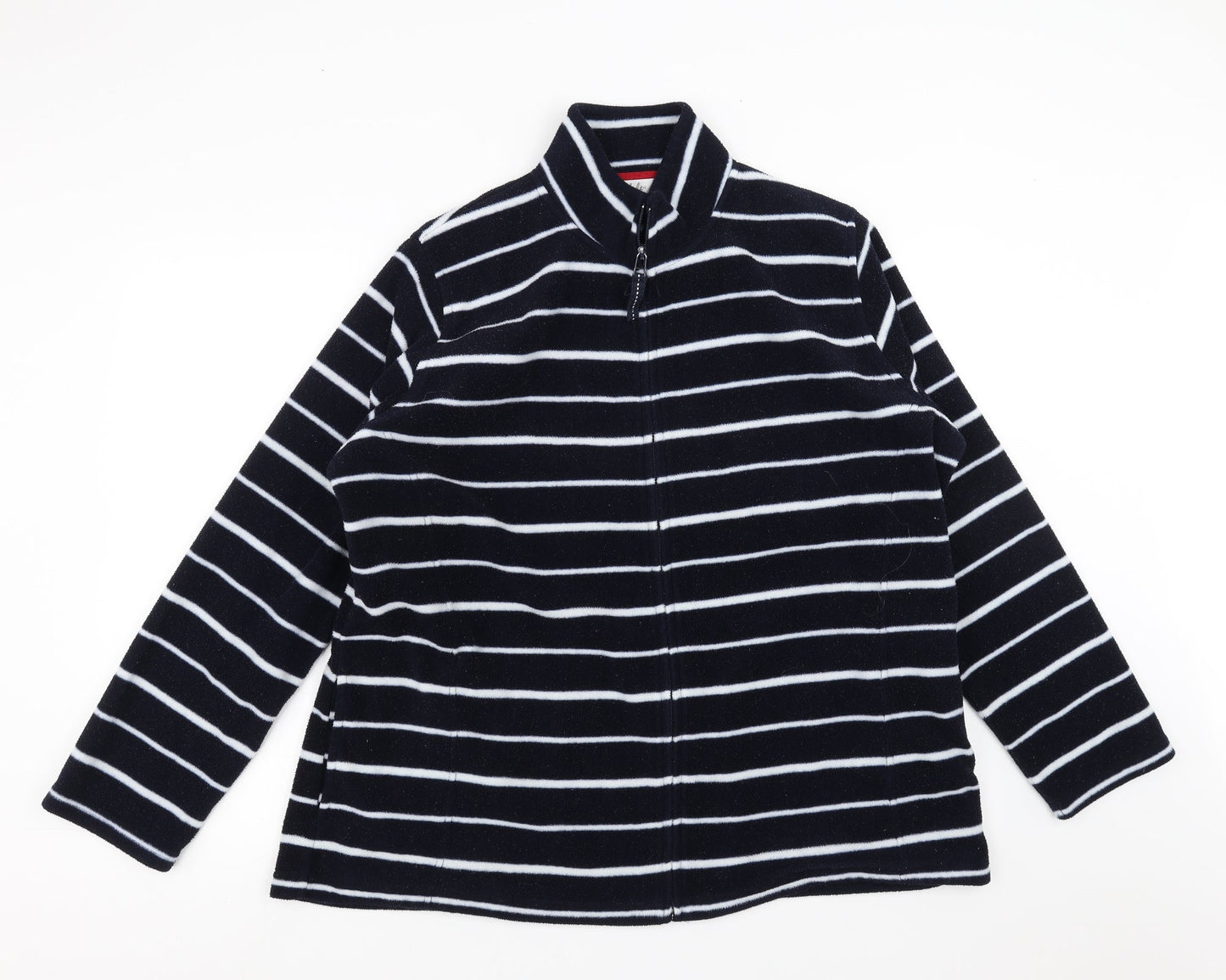 ISLE Womens Blue Striped Fleece Full Zip Jumper Size XL