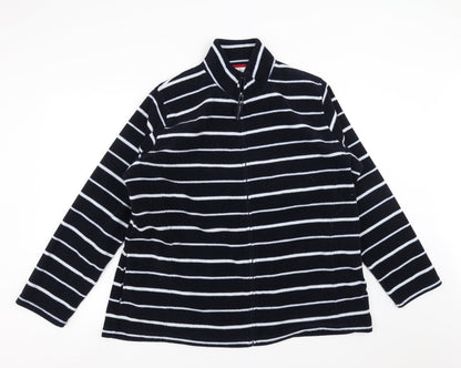 ISLE Womens Blue Striped Fleece Full Zip Jumper Size XL