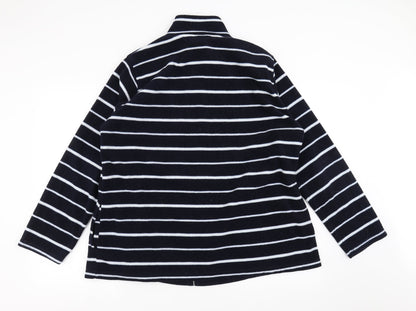 ISLE Womens Blue Striped Fleece Full Zip Jumper Size XL