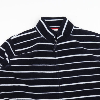 ISLE Womens Blue Striped Fleece Full Zip Jumper Size XL