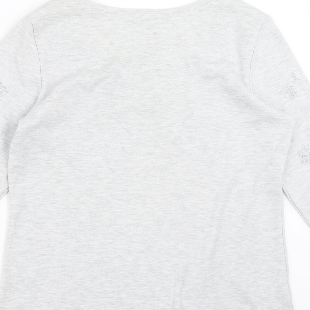 Womens UK Size 12 Soon Grey Basic Blouse