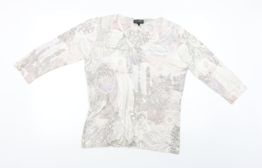 CASAMIA  Womens Ivory Floral  Pullover Jumper Size M