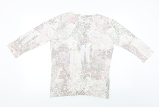 CASAMIA  Womens Ivory Floral  Pullover Jumper Size M
