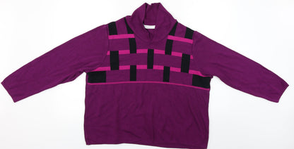 Skovhuus  Womens Purple Herringbone  Pullover Jumper Size 2XL