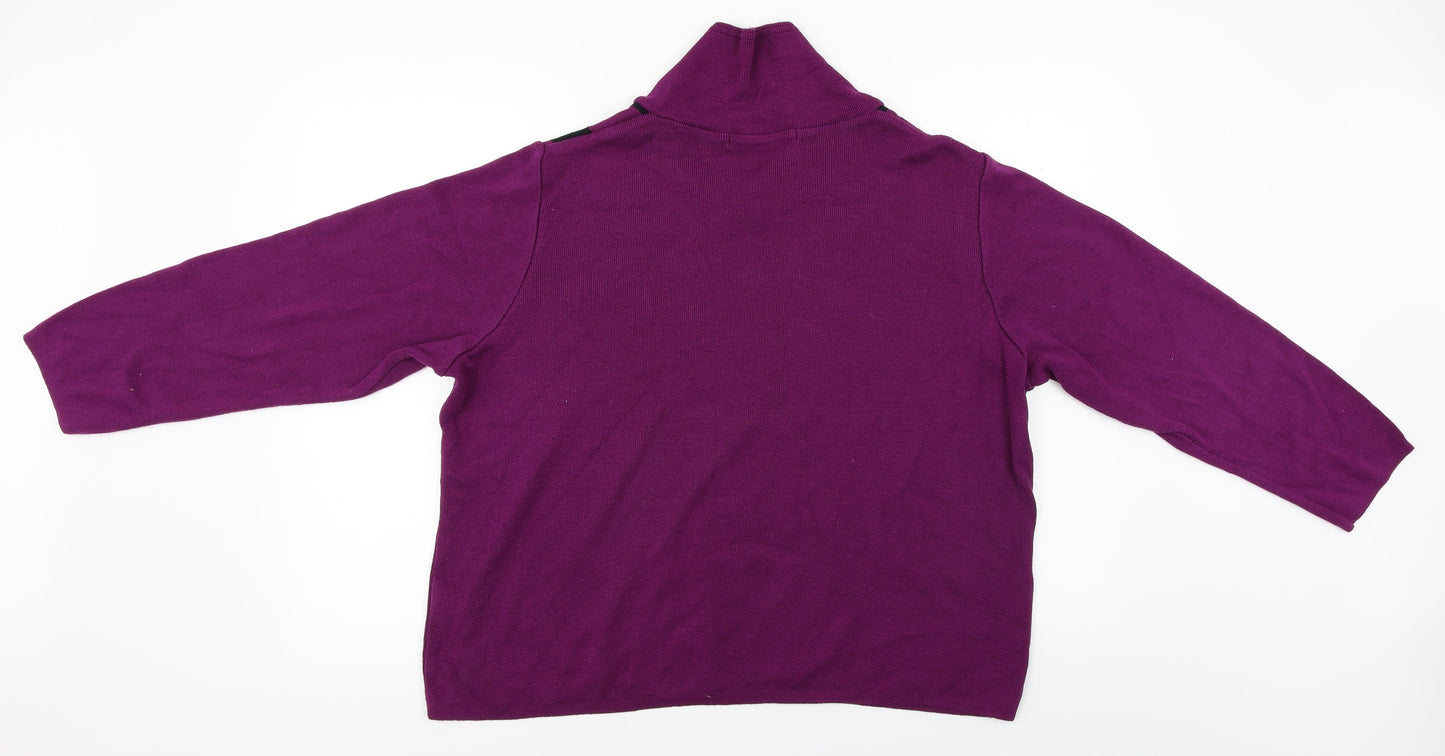 Skovhuus  Womens Purple Herringbone  Pullover Jumper Size 2XL