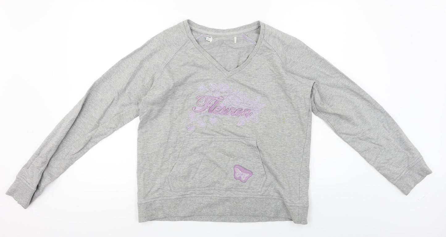now on  Womens Grey Floral  Pullover Jumper Size XL