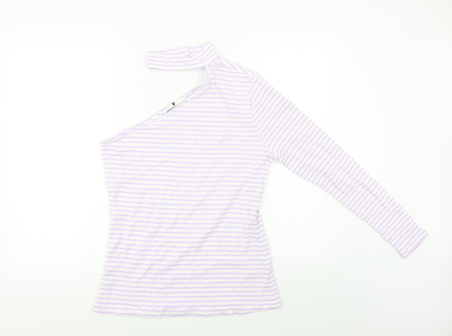 Very Womens Purple Striped  Basic T-Shirt Size 14