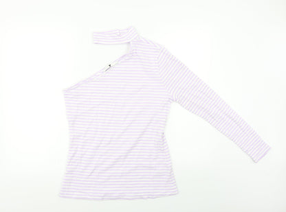 Very Womens Purple Striped  Basic T-Shirt Size 14