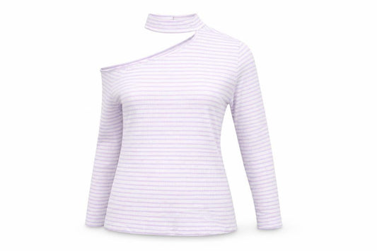 Very Womens Purple Striped  Basic T-Shirt Size 14