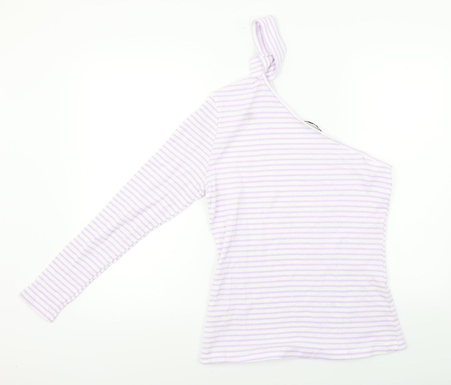 Very Womens Purple Striped  Basic T-Shirt Size 14