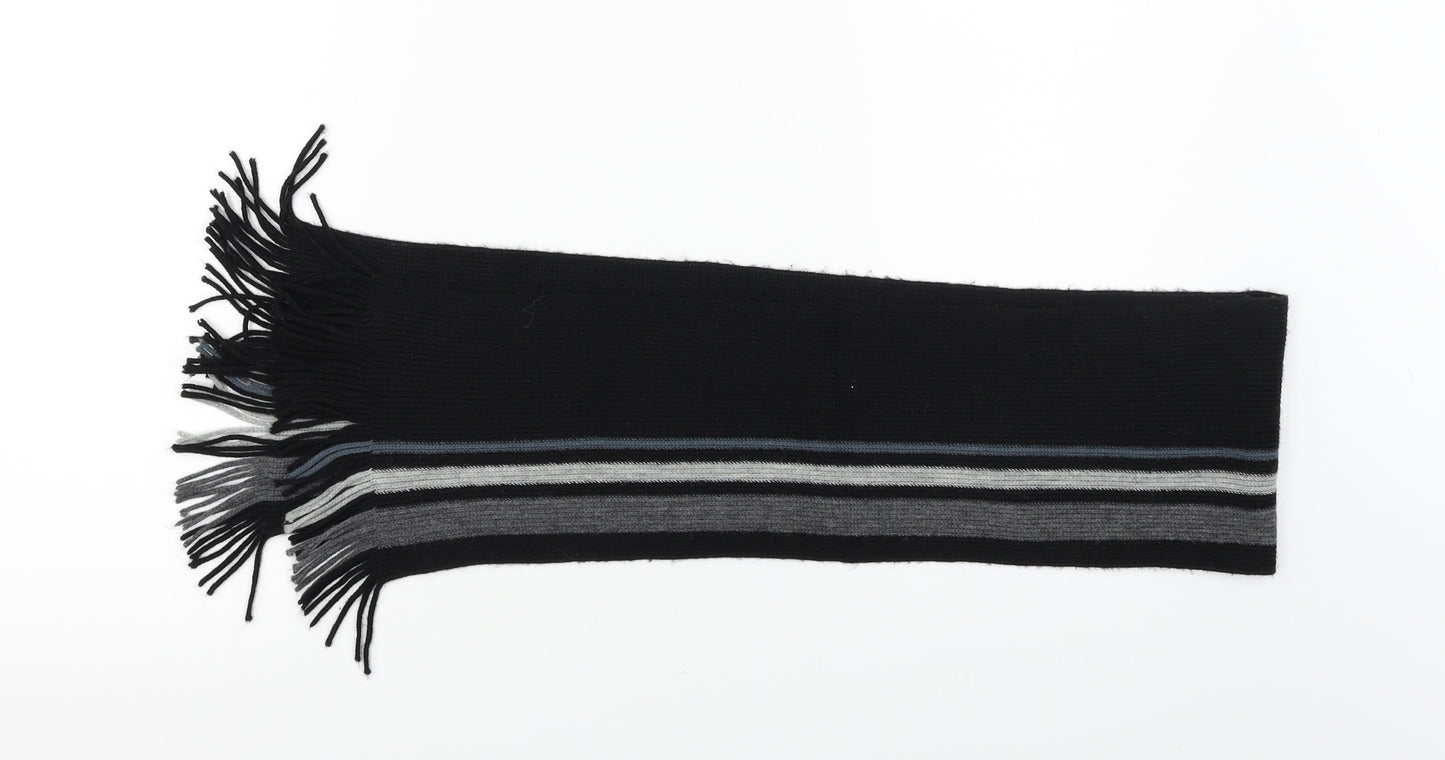 Preworn  Mens Black Striped   Scarf One Size