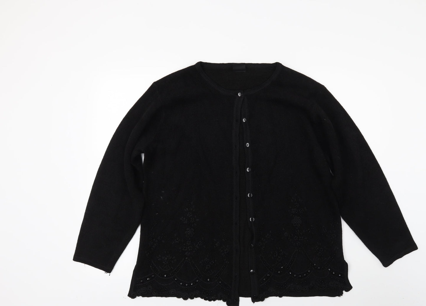 Avanti Garde Womens Black  Knit Cardigan Jumper Size L
