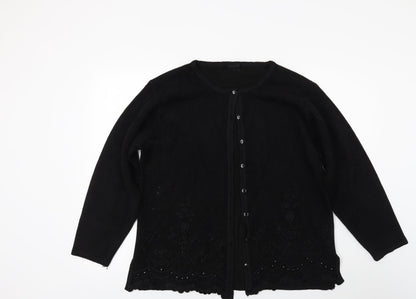 Avanti Garde Womens Black  Knit Cardigan Jumper Size L