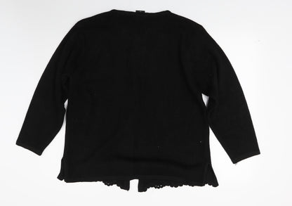 Avanti Garde Womens Black  Knit Cardigan Jumper Size L