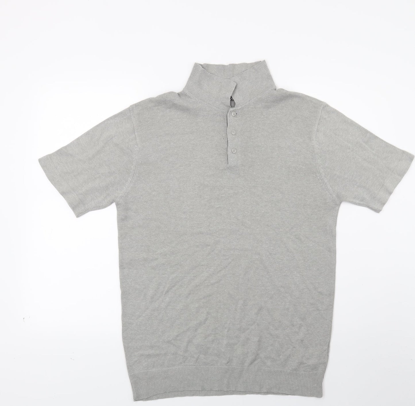 Yoec Mens Grey  Knit  Polo Size M