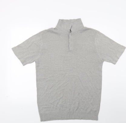 Yoec Mens Grey  Knit  Polo Size M