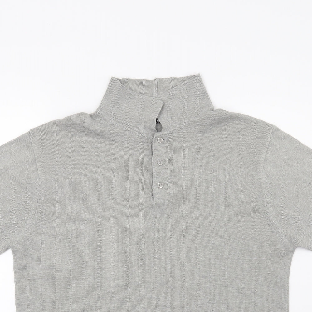 Yoec Mens Grey  Knit  Polo Size M