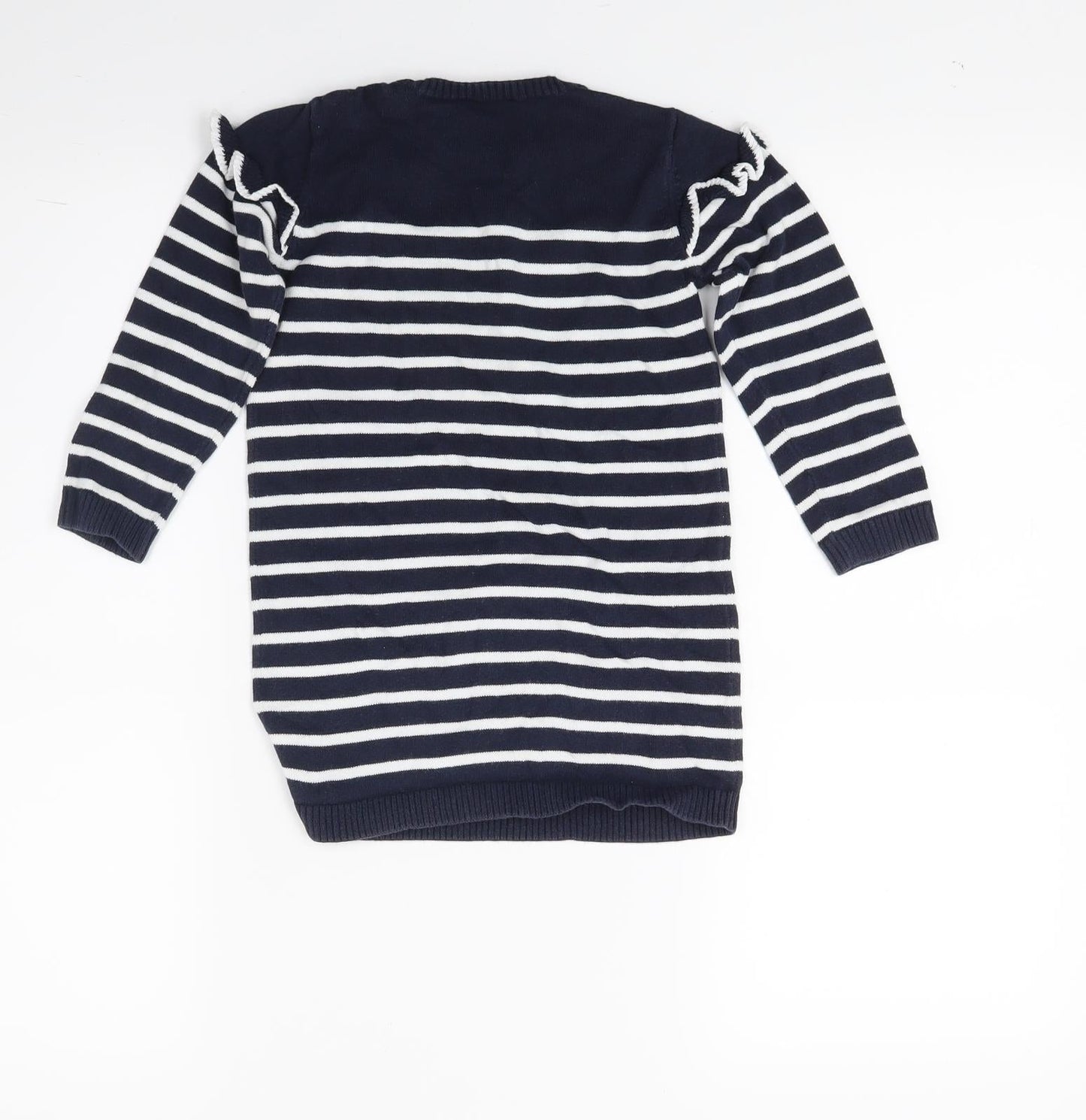 Matalan Girls Blue Striped Knit Jumper Dress  Size 2-3 Years