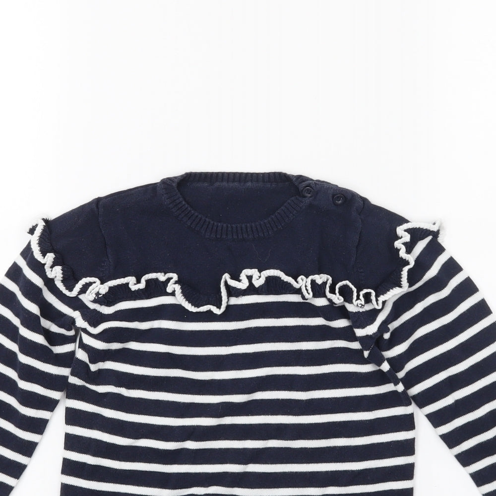 Matalan Girls Blue Striped Knit Jumper Dress  Size 2-3 Years
