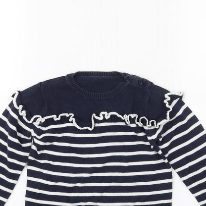 Matalan Girls Blue Striped Knit Jumper Dress  Size 2-3 Years