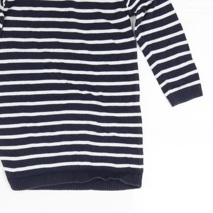 Matalan Girls Blue Striped Knit Jumper Dress  Size 2-3 Years