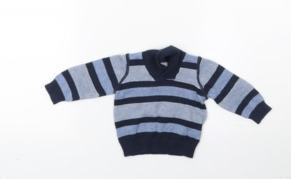 Earlydays Boys Blue Striped  Pullover Jumper Size 3-6 Months