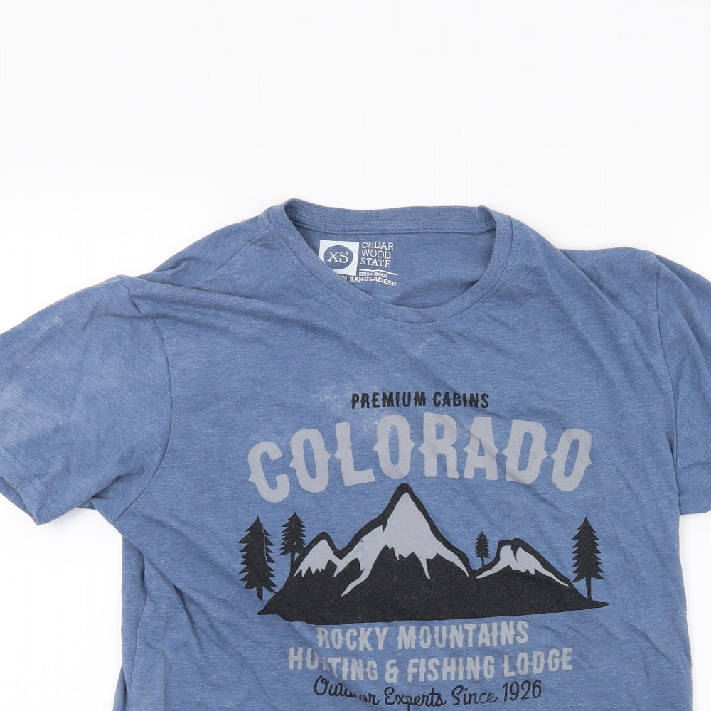 Ceader wood state Womens Blue   Basic T-Shirt Size XS  - Colorado