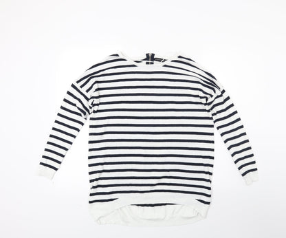 Atmosphere Womens White Striped Knit Tunic Jumper Size S