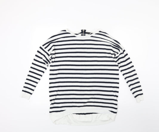 Atmosphere Womens White Striped Knit Tunic Jumper Size S