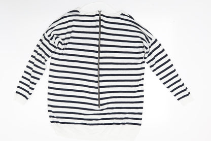 Atmosphere Womens White Striped Knit Tunic Jumper Size S