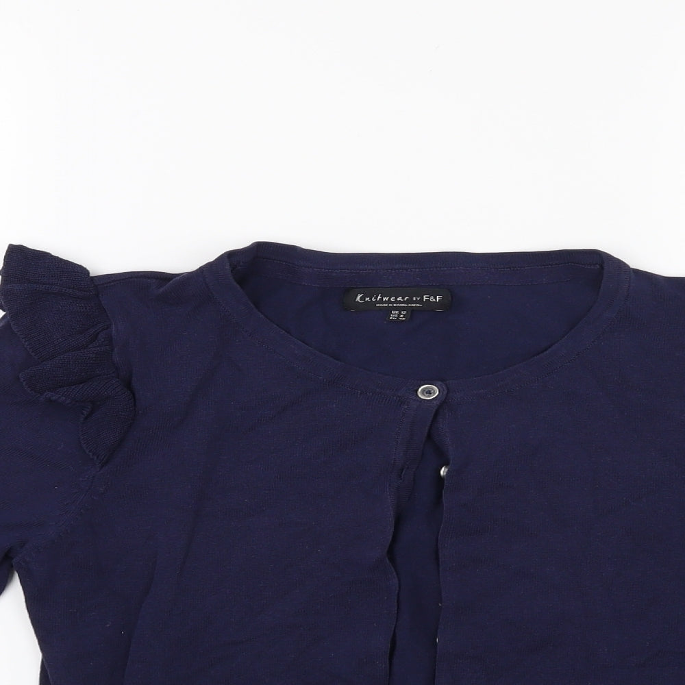 F&F Womens Blue  Knit Cardigan Jumper Size 12