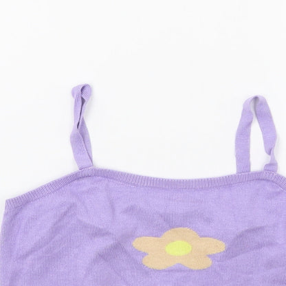 Shien Girls Purple   Vest Jumper Size S  - Flower Detail