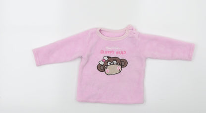 Early days Baby Pink  Flannel Pullover Jumper Size 12-18 Months  - Monkey