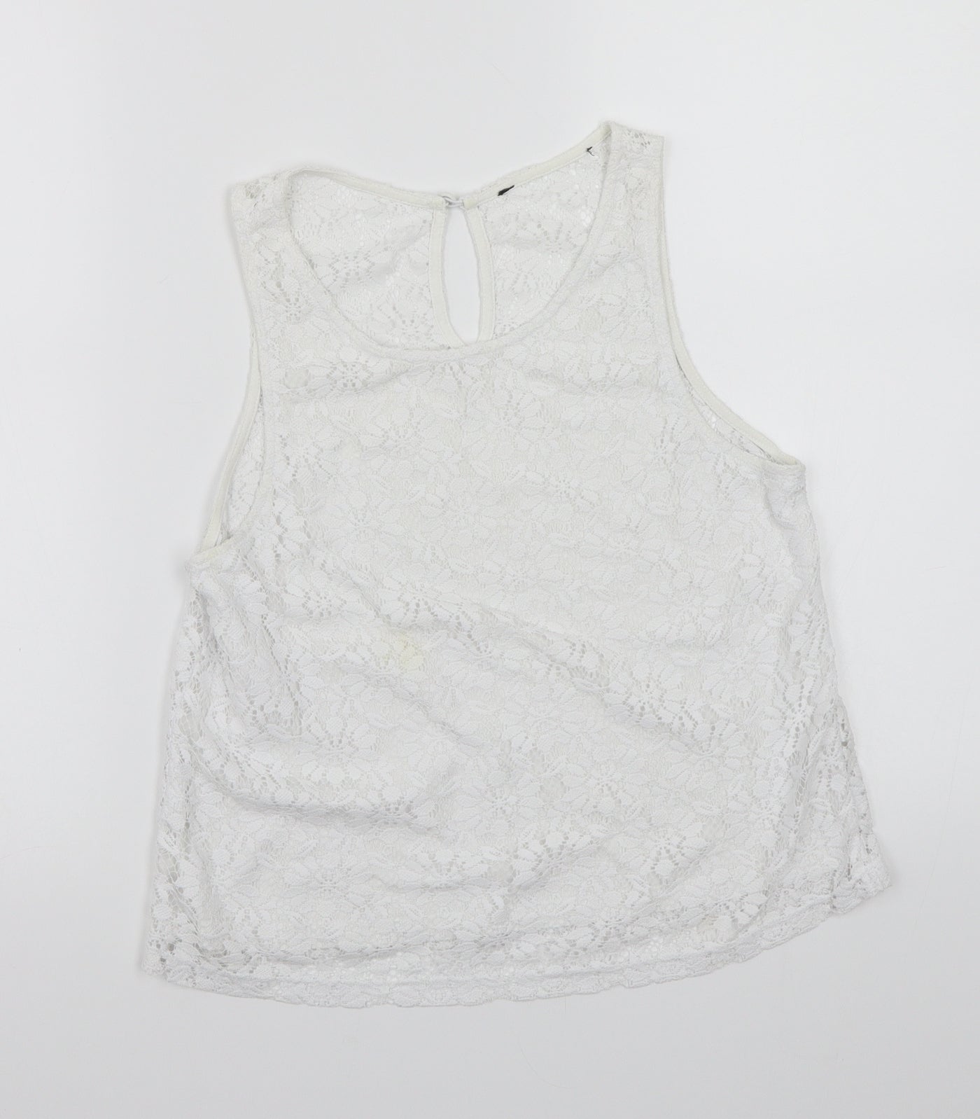 Womens UK Size 10 Topshop White Cropped T-Shirt