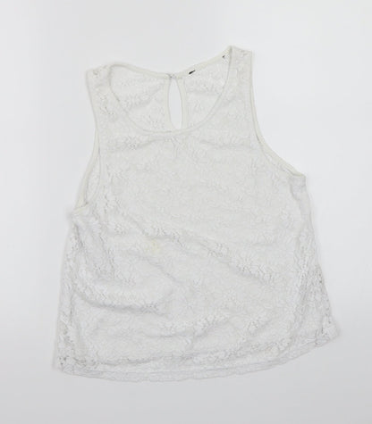 Womens UK Size 10 Topshop White Cropped T-Shirt