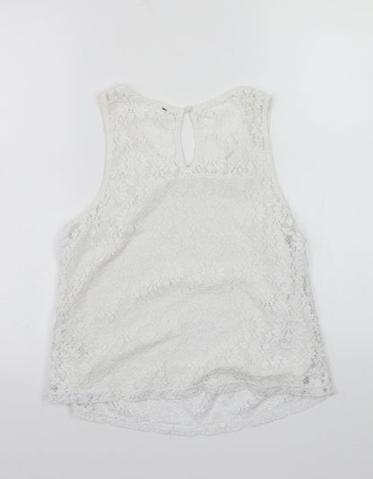 Womens UK Size 10 Topshop White Cropped T-Shirt