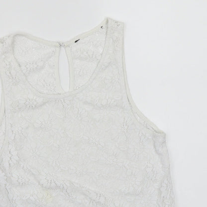 Womens UK Size 10 Topshop White Cropped T-Shirt