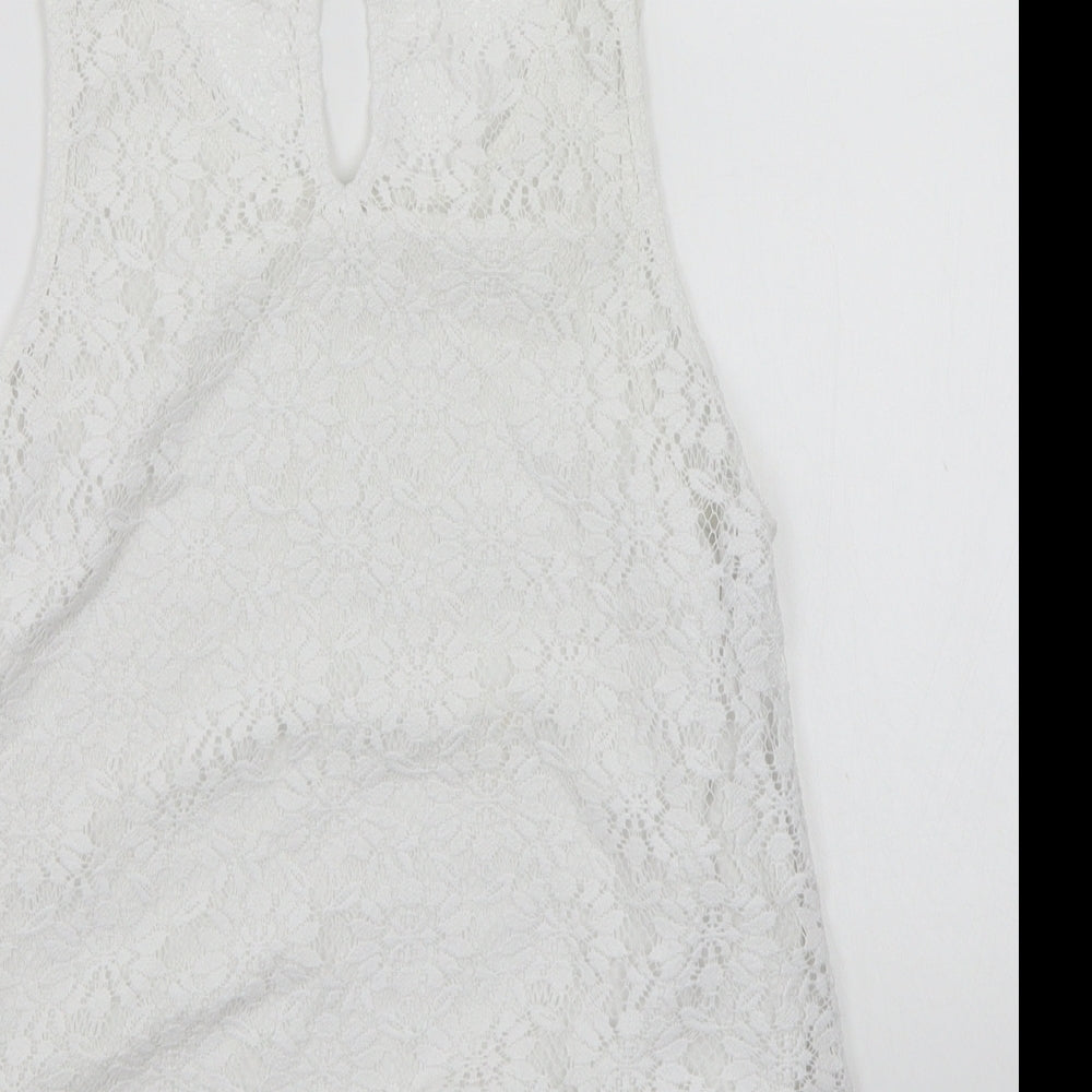 Womens UK Size 10 Topshop White Cropped T-Shirt
