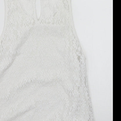 Womens UK Size 10 Topshop White Cropped T-Shirt