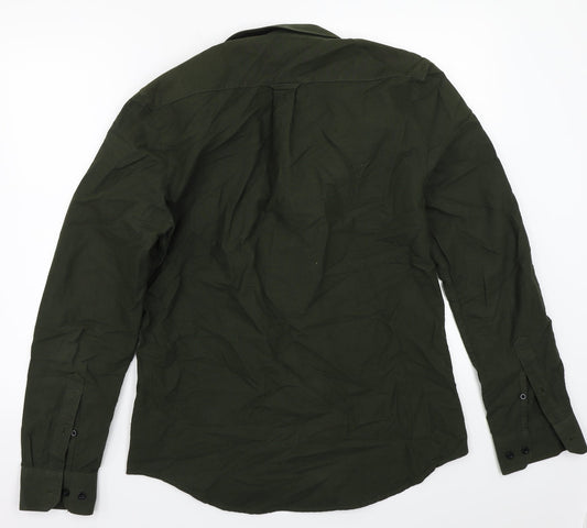 Mens UK Size M Far4ah Green  Button-Up Long Sleeve Casual Shirt