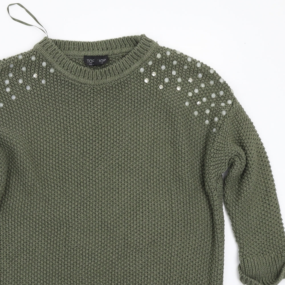 Topshop Womens Green   Pullover Jumper Size 6